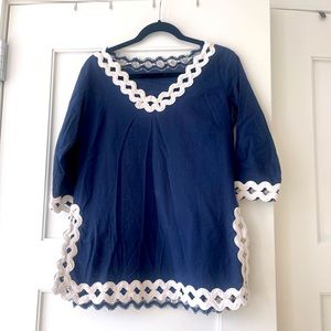 Lilly Pulitzer Navy swim cover up with scalloped trim detail size XS